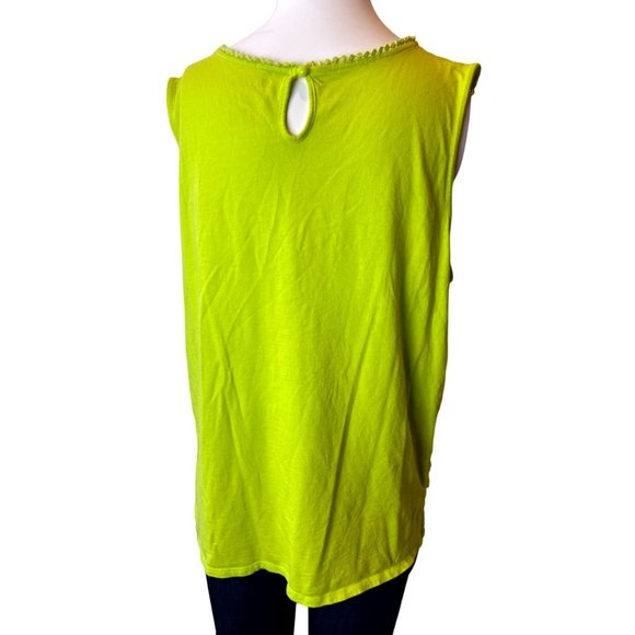 Stylus Womens Blouse Tank Lace Detail Crew Neck Keyhole Back Green Size X Large - Picture 2 of 5